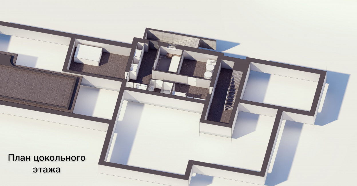 3-D план цокольного этажа тип 1