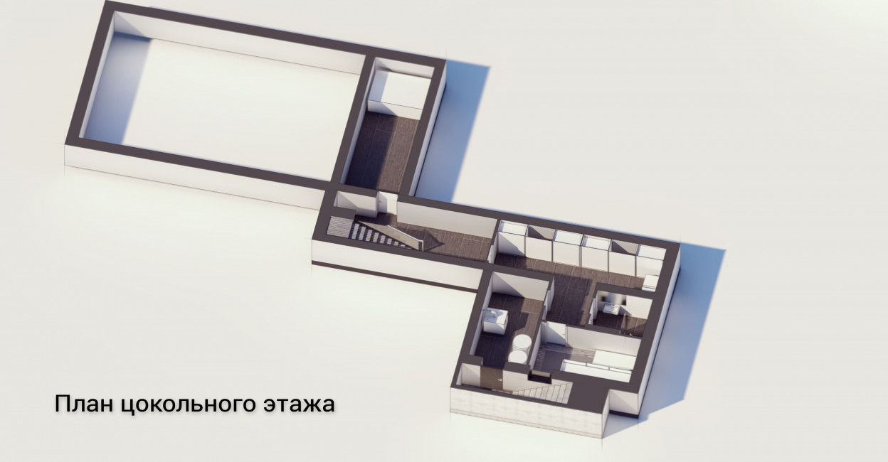3-D план цокольного этажа тип 2